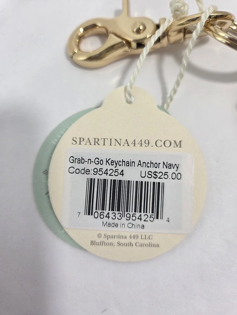 Spartina 449 Grab N Go Keychain Bag Charm Embroidered Anchor Navy NEW